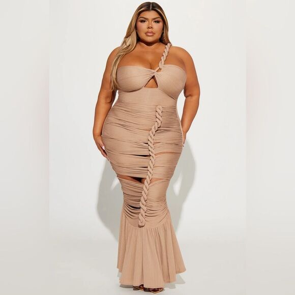 Twist It Up Maxi Dress - Taupe - Picture 1 of 3